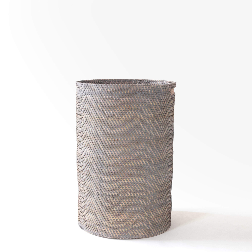 Hata Cylindrical Laundry Basket - Grey Finish