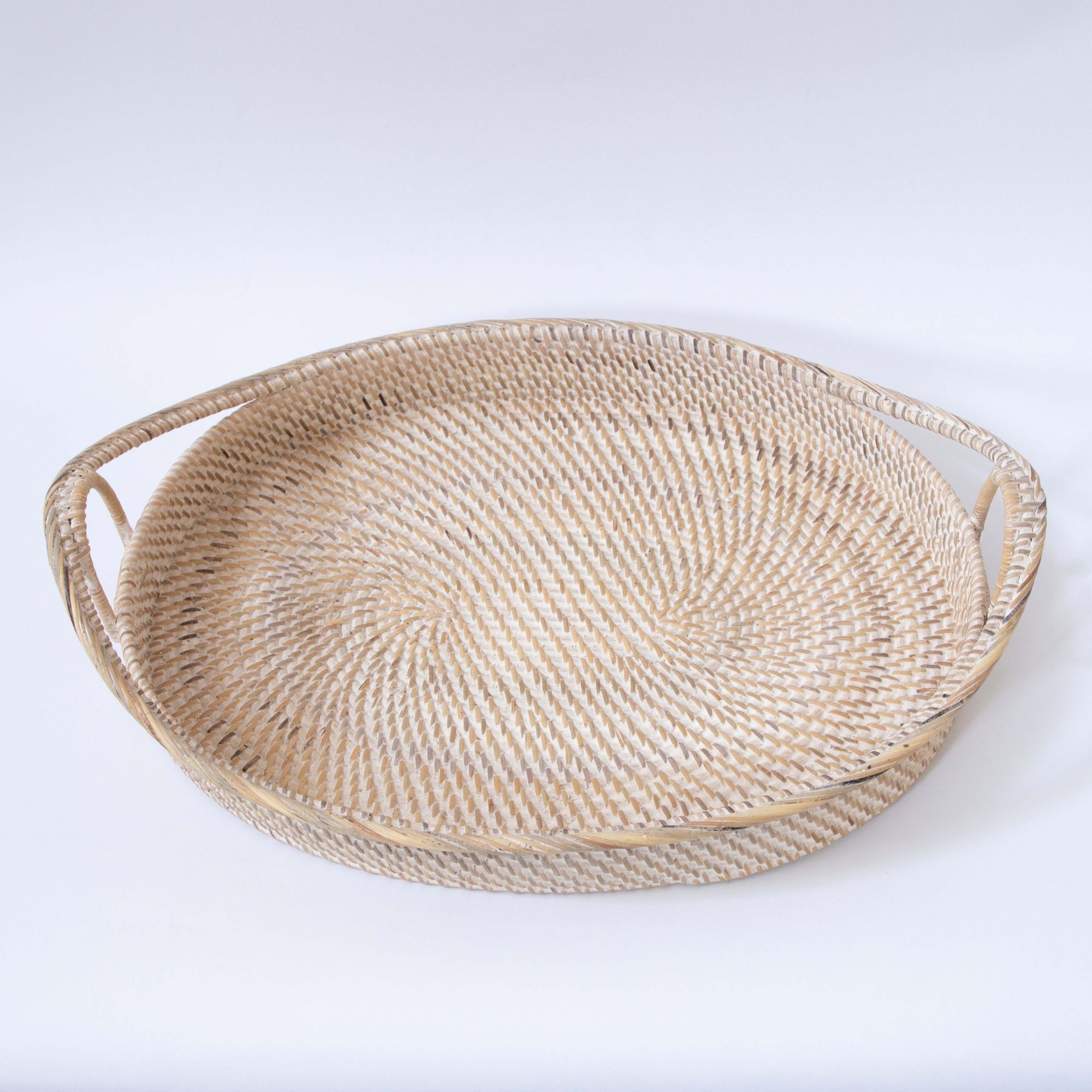 Hata Oval Tray With Decorative Celtic Handles - Beach Ivory
