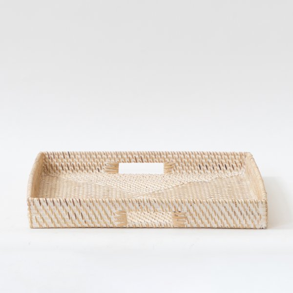 Hata Rattan Square Serving Tray - Beach Sand