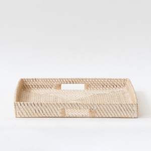 Hata Rattan Square Serving Tray - Beach Sand