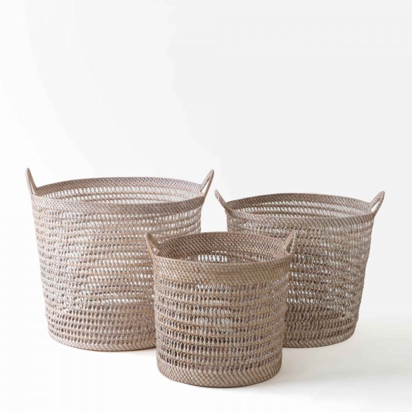 Hata Rattan Handwoven Basket- Beach Sand Finish