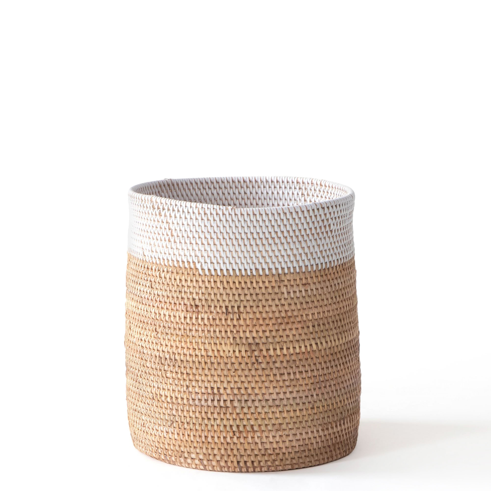HATA RATTAN HANDWOVEN HAMPER-(NATURAL+WHITE)