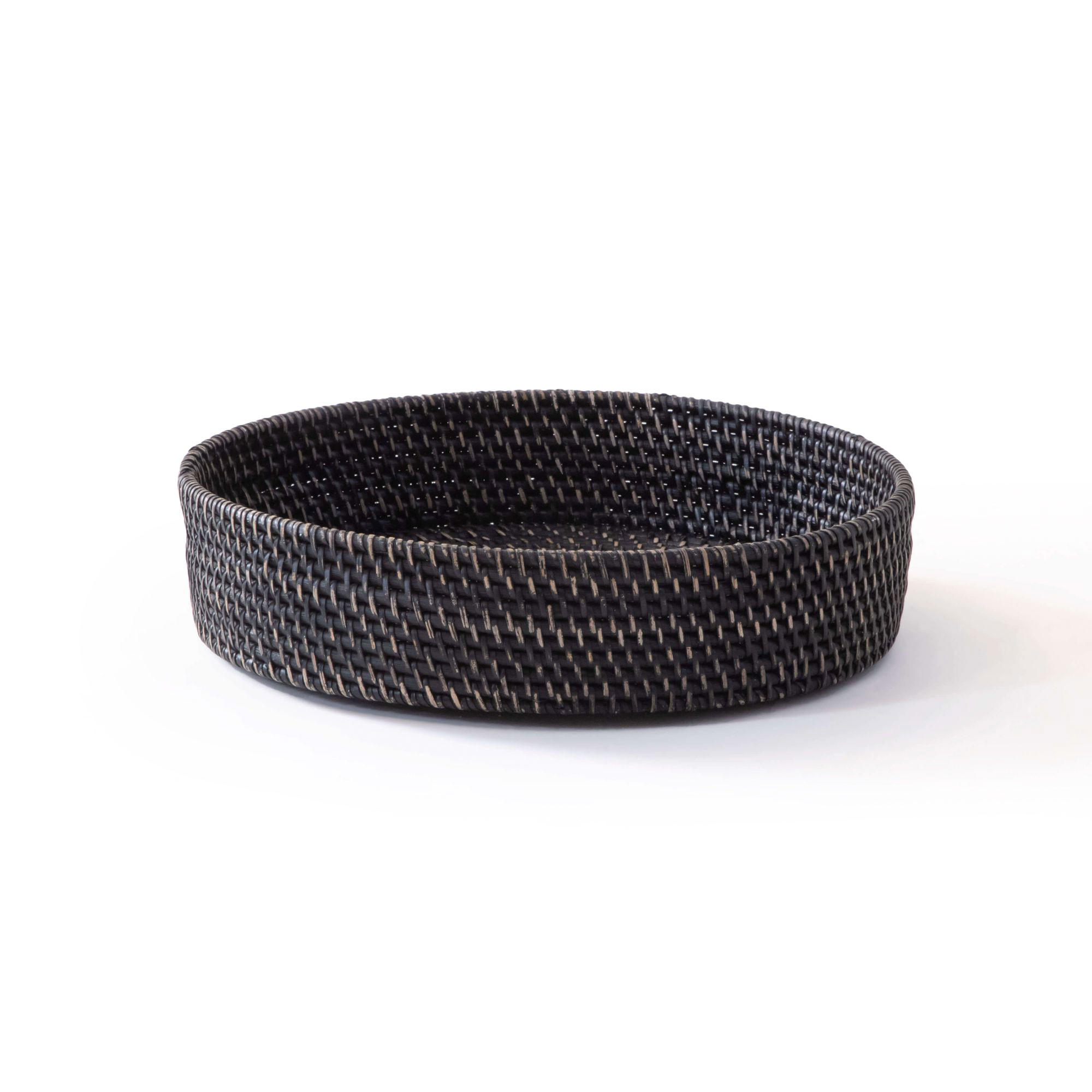 HATA RATTAN ROUND TRAY - BLACK