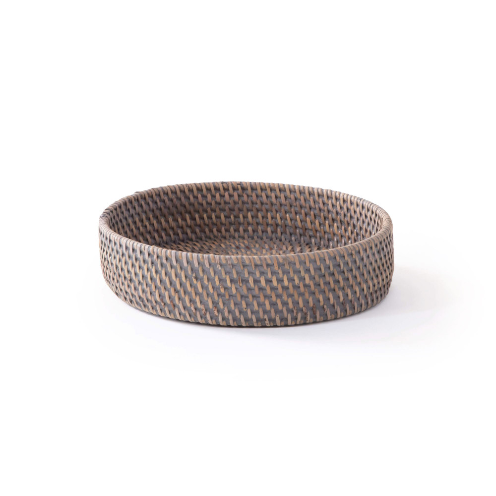 Hata Rattan Round Tray - Silver