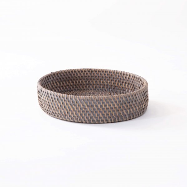 Hata Rattan Round Tray - Silver