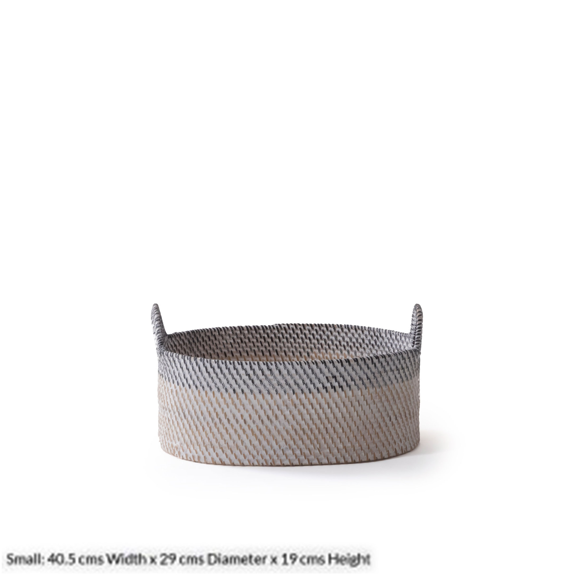 HATA RATTAN WOVEN BASKETS WITH SWING HANDLES-(NATURAL+CHARCOAL)