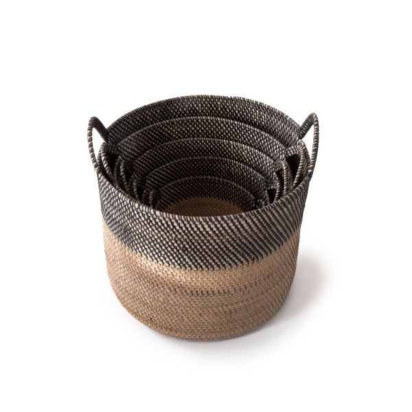 Havana Handwoven Basket-(Natural+Charcoal)