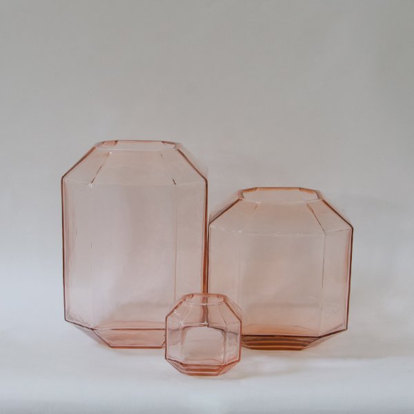 Hive Glass Candle Holder - Rose Gold