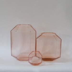 Hive Glass Candle Holder - Rose Gold