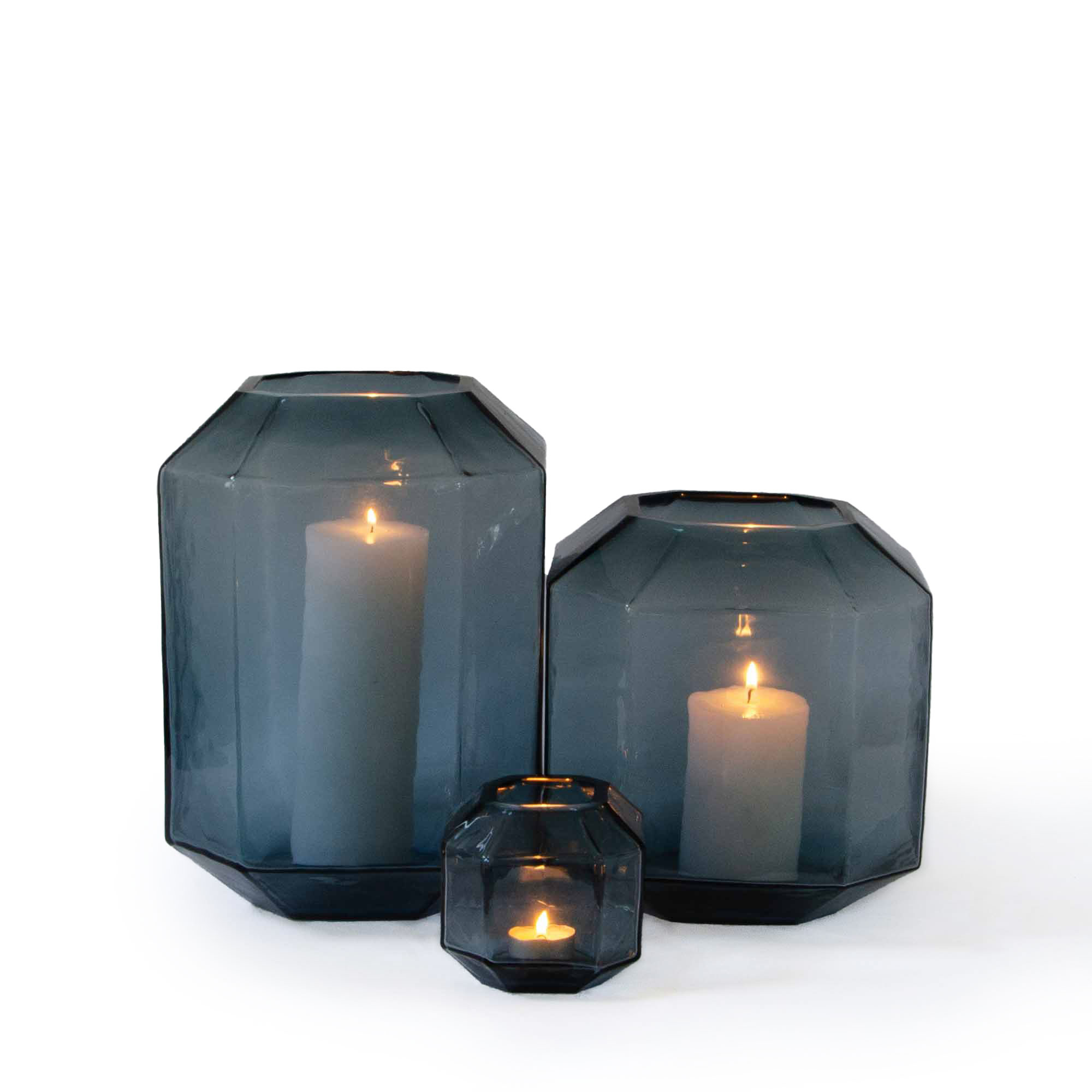 HIVE GLASS CANDLE HOLDER-TEAL