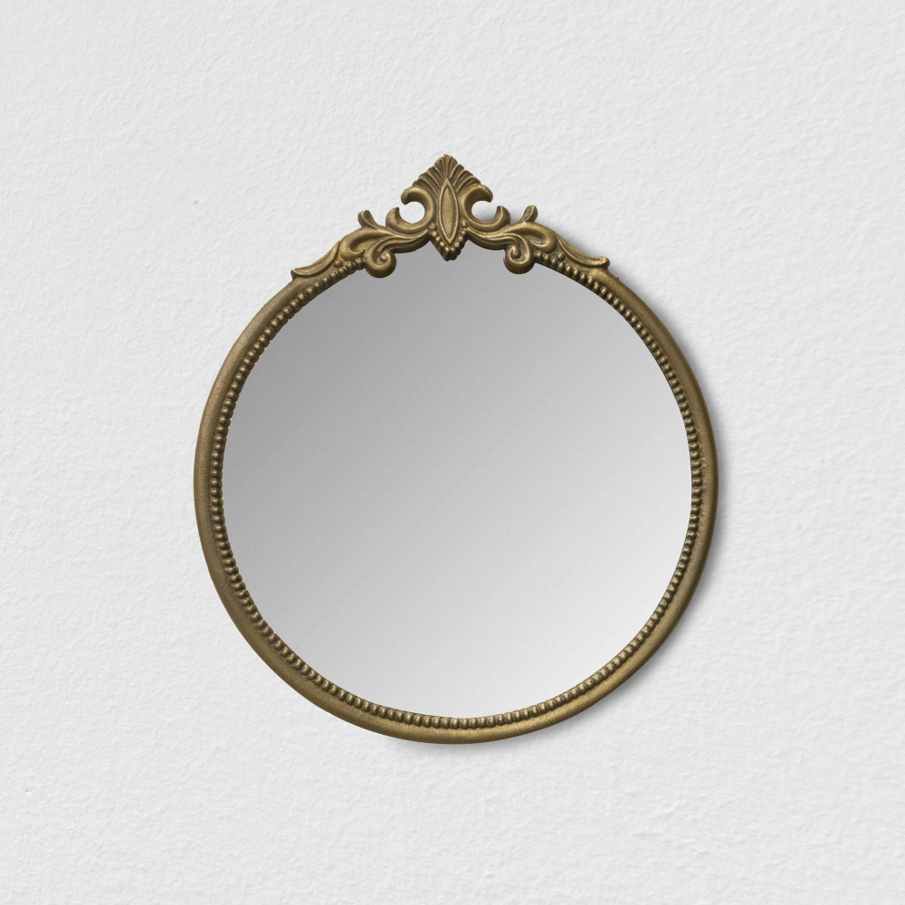 Aveline Round Wall Mirror-Antique Brass