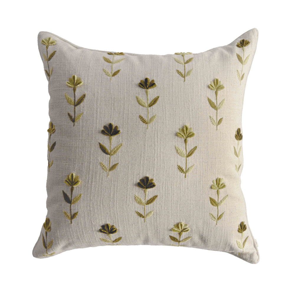 Florian Square Cushion Cover-Olive