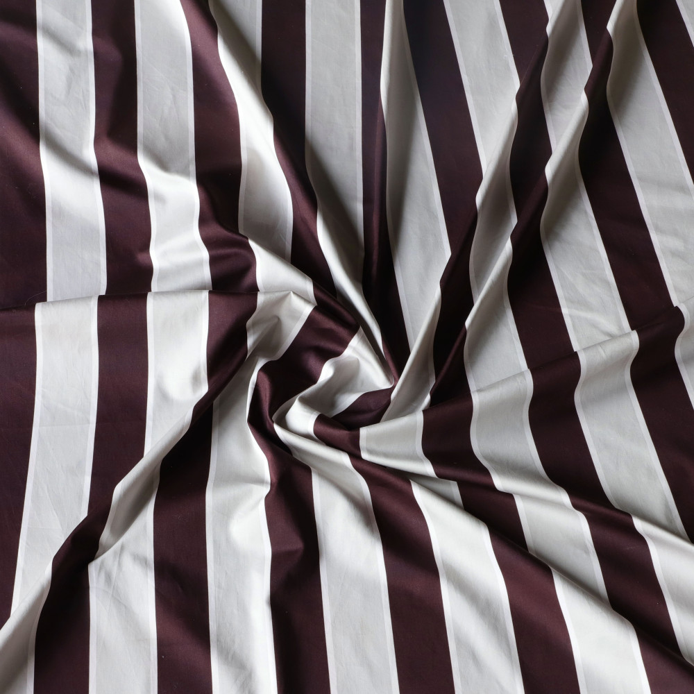 Ruby and Silver Printed Cotton Sateen Stripe (Fabric Swatch)