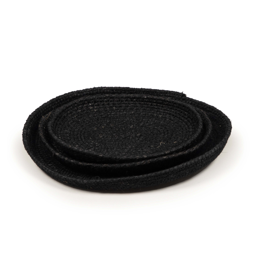 Seagrass Decorative Tray Set - Charcoal