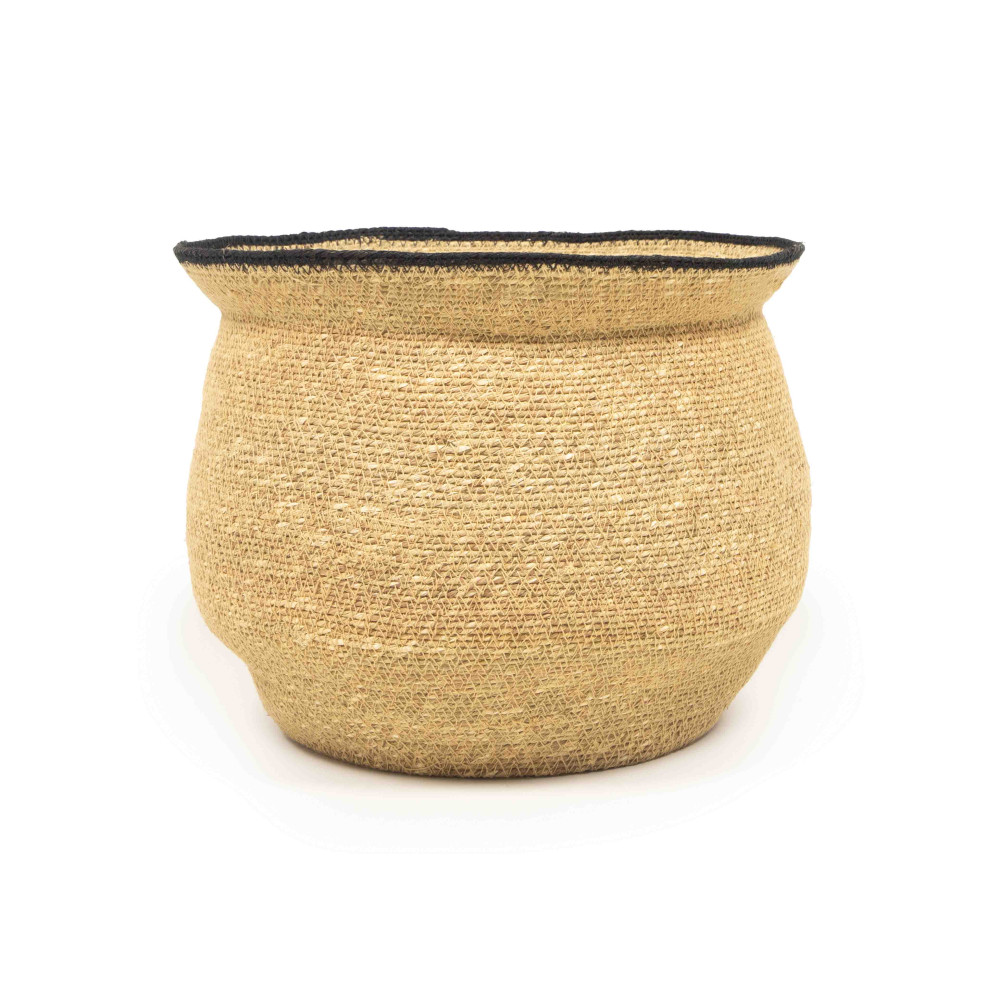 Big Bowl Seagrass Planter-Sand &amp; Charcoal
