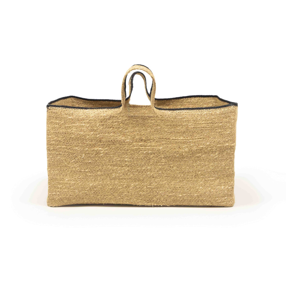 Natural Seagrass Magazine Holder-Sand &amp; Charcoal