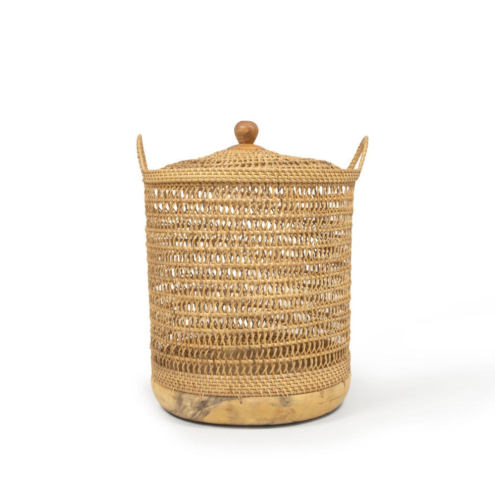 Toba Open-Weave Cane Basket with Lid