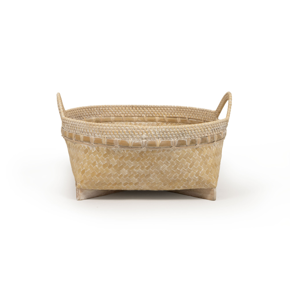 Cebu Square Bottomed Handwoven Fruit Basket with Handle
