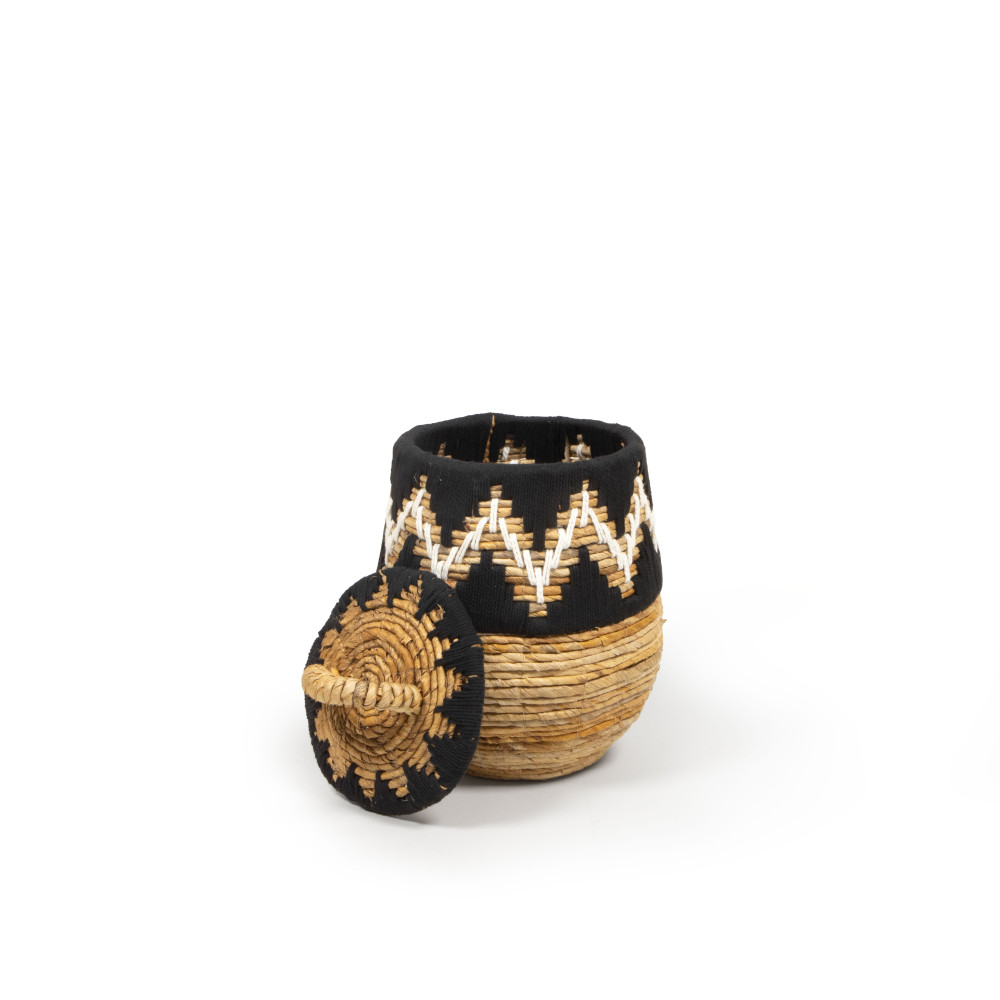 Angkor Handwoven Seagrass Basket - Natural &amp; Black