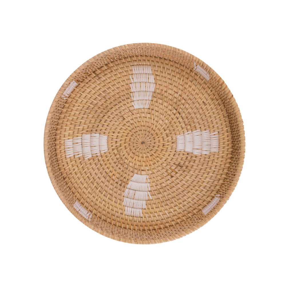 Toba Handwoven Tray - Natural &amp; White