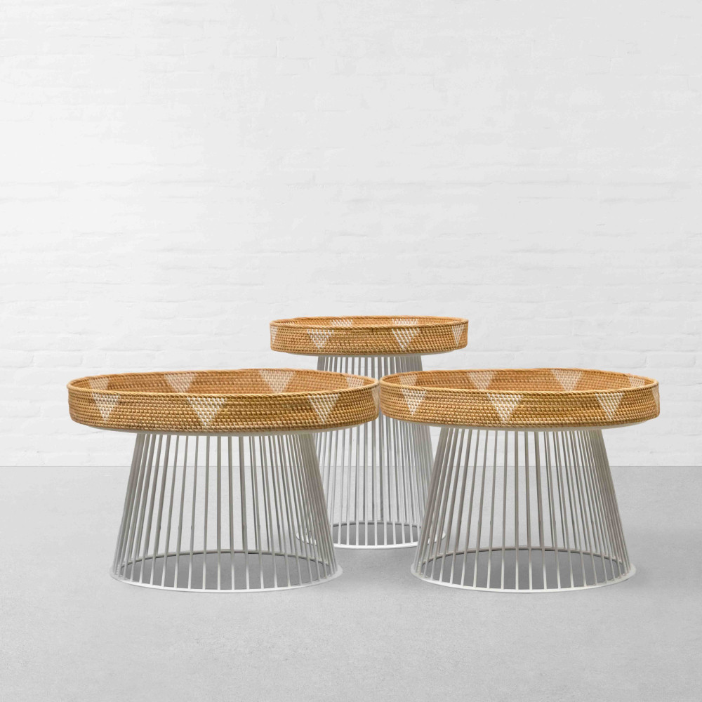 Darjeeling Handwoven Coffee Table - Natural &amp; White (White Base)