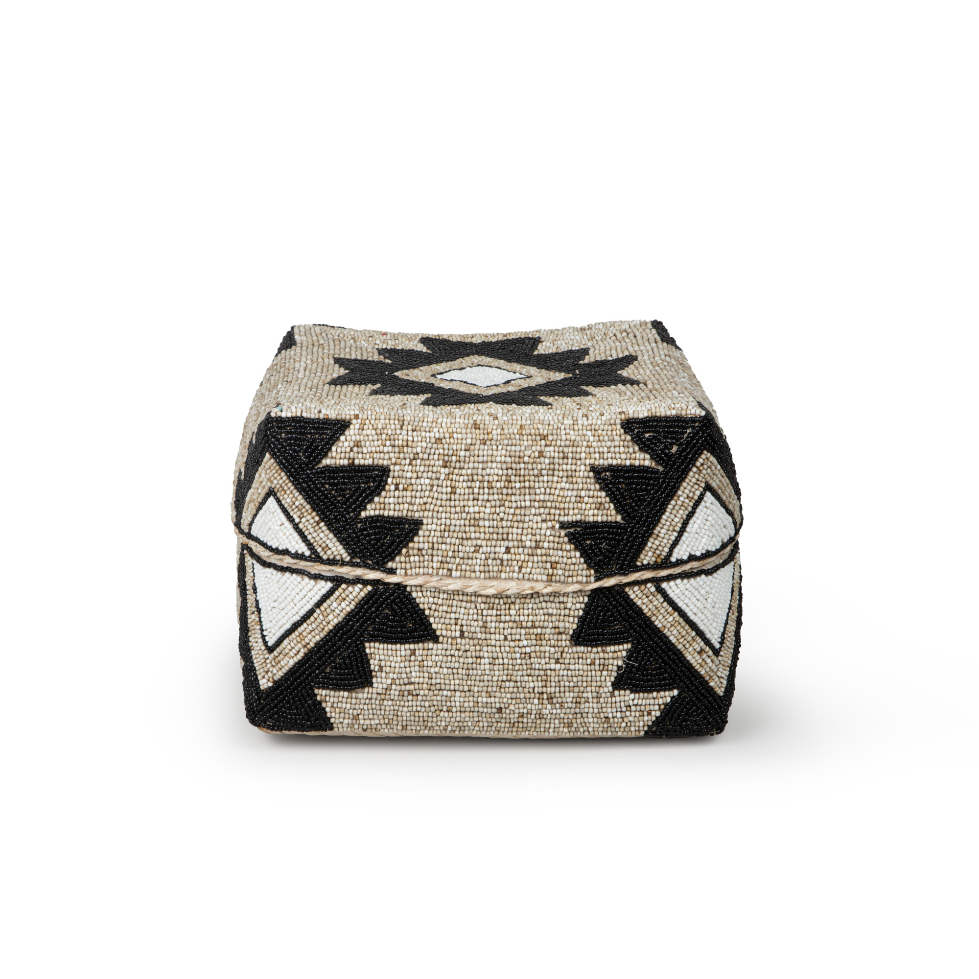 CAIRO SQUARE SEAGRASS BASKET-BEIGE AND CHARCOAL