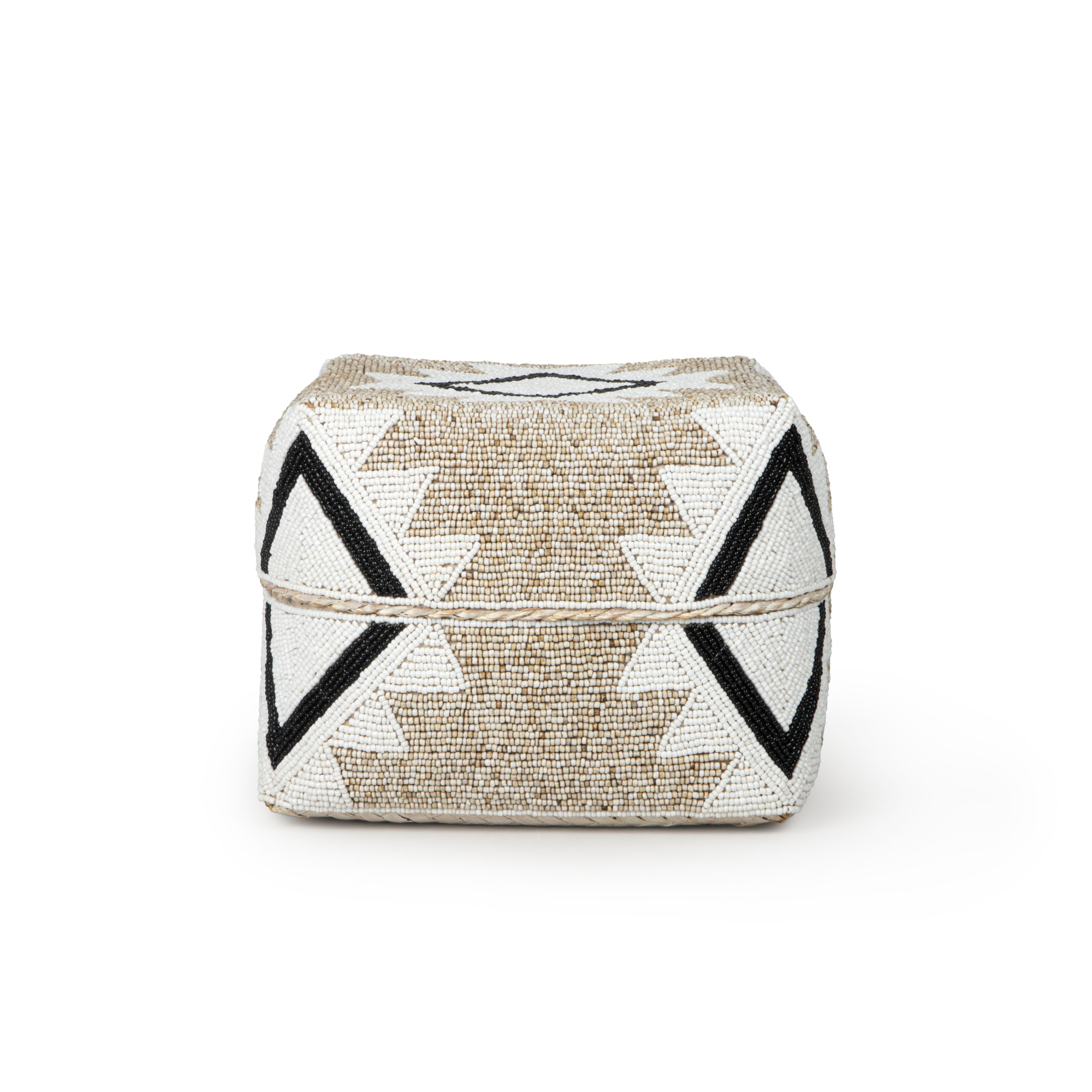 CAIRO SQUARE SEAGRASS BASKET-BEIGE AND IVORY