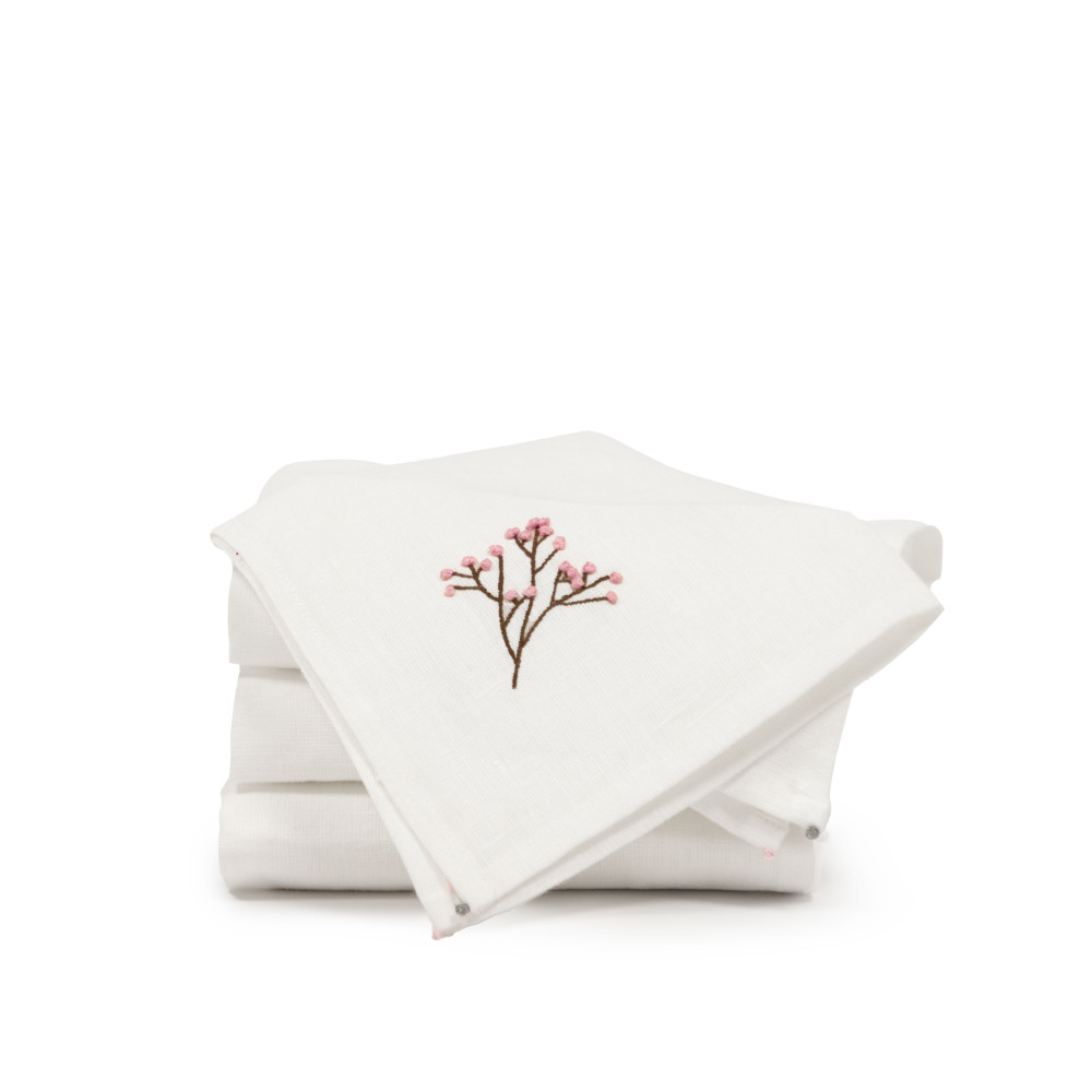 Bougainvillea Embroidered Bud Table Napkin - Multicolor