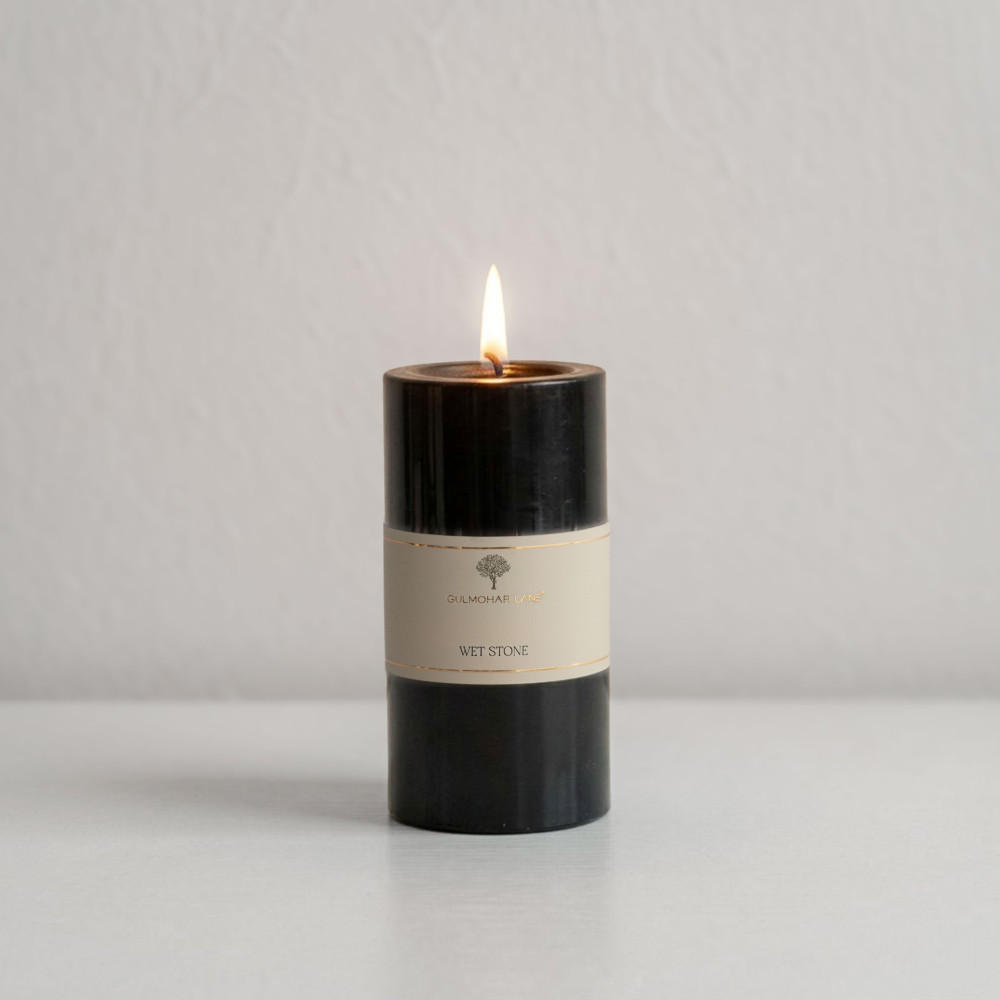 Wet Stone Pillar Candle-Large
