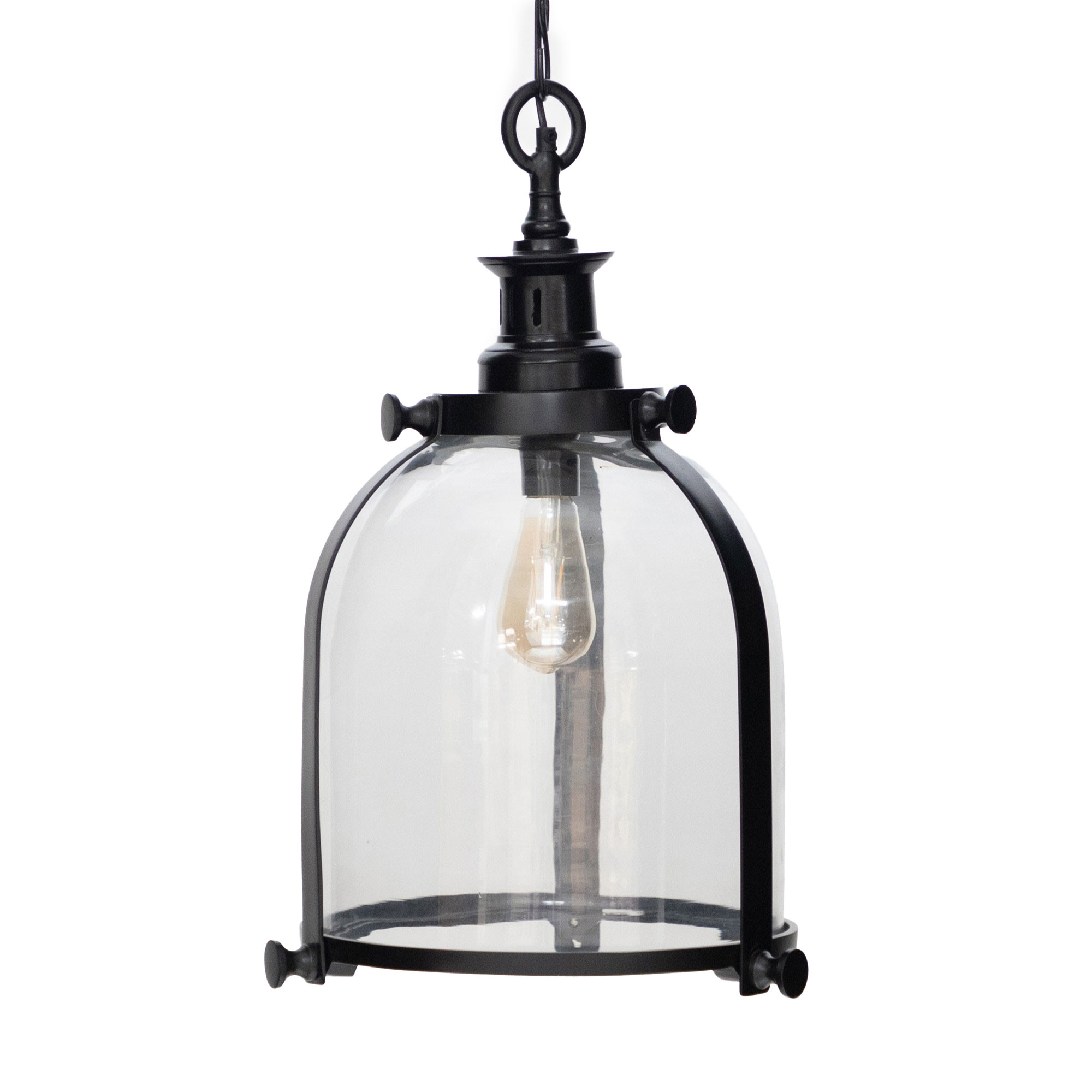 JAIPUR METAL AND GLASS PENDANT-EBONY