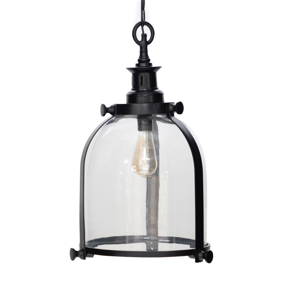 Jaipur Metal and Glass Pendant-Ebony