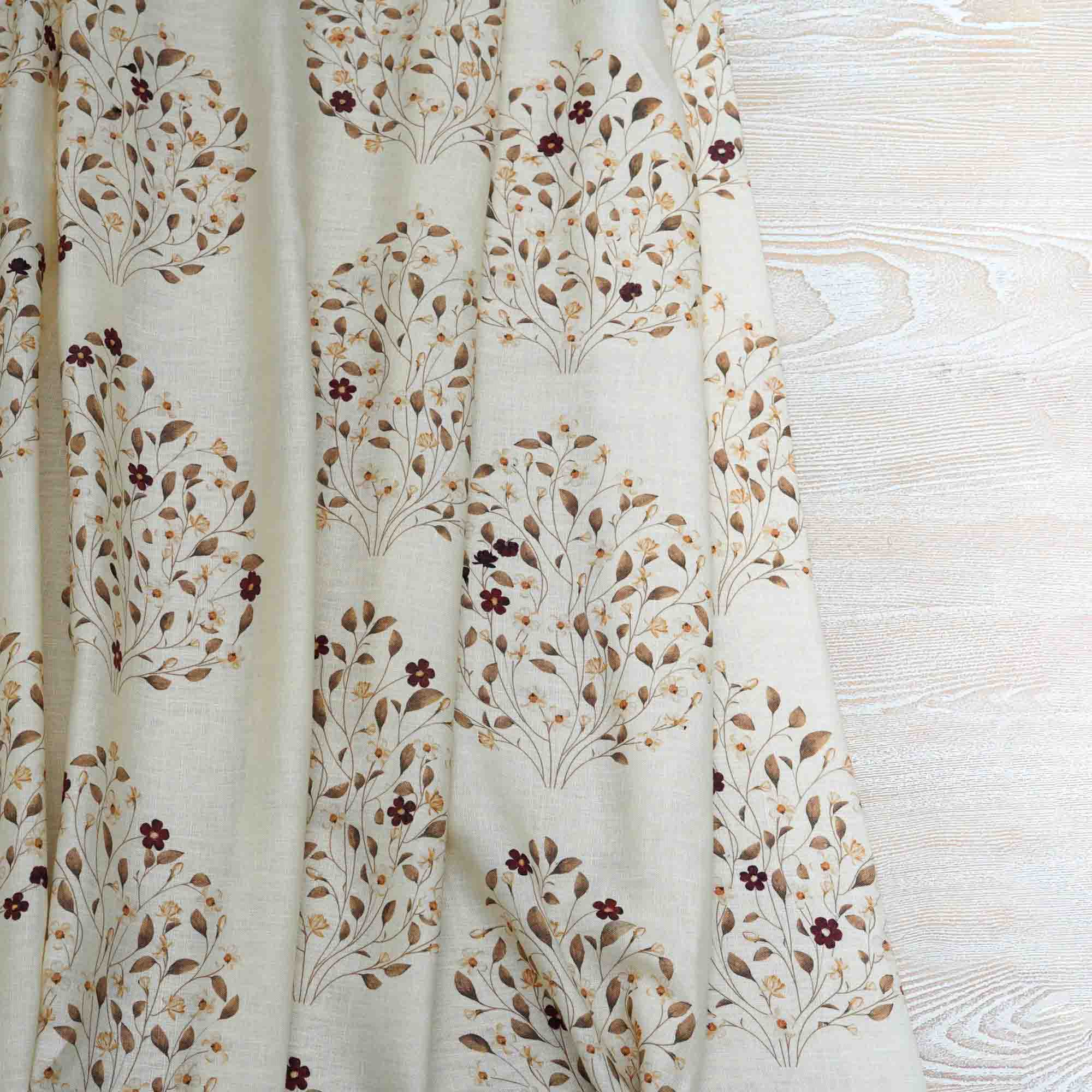 100% Linen Jasmine Bagh Fields Fabric