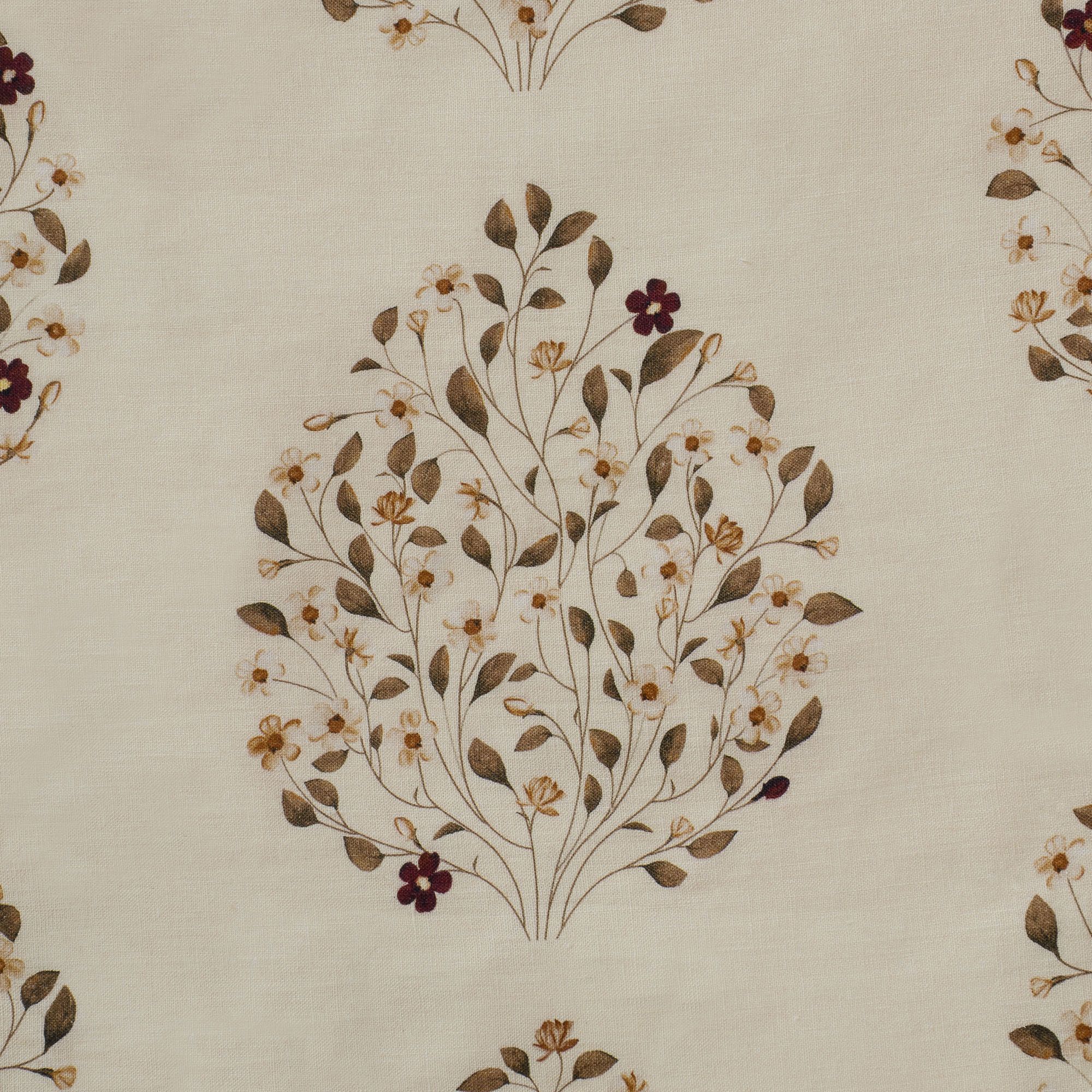 100% Linen Jasmine Bagh Fields Fabric Swatch 6" x 6"