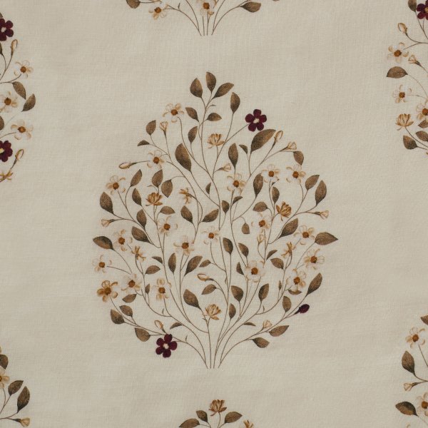 100% Linen Jasmine Bagh Fields Fabric Swatch