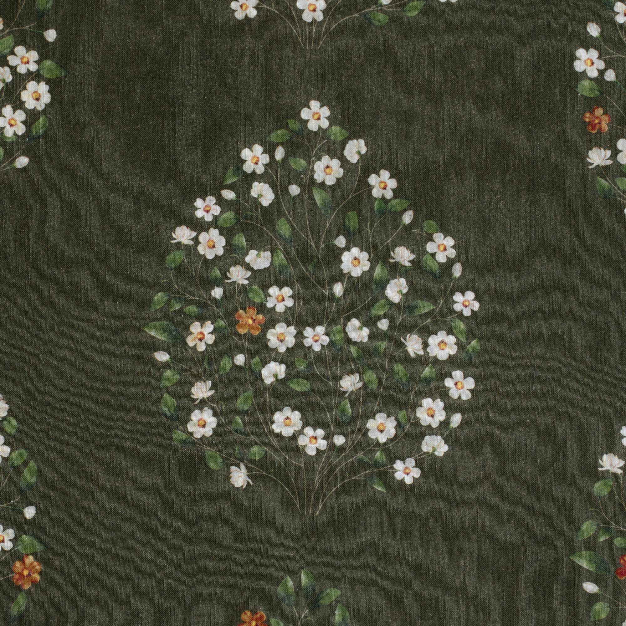 100% Linen Jasmine Bagh Meadows Fabric Swatch 6" x 6"