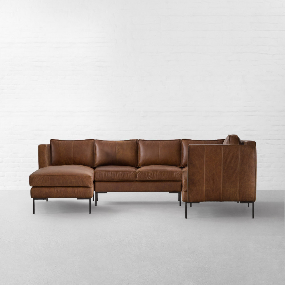 L.A. Leather L-Shaped X-Large Sectional Sofa With Chaise