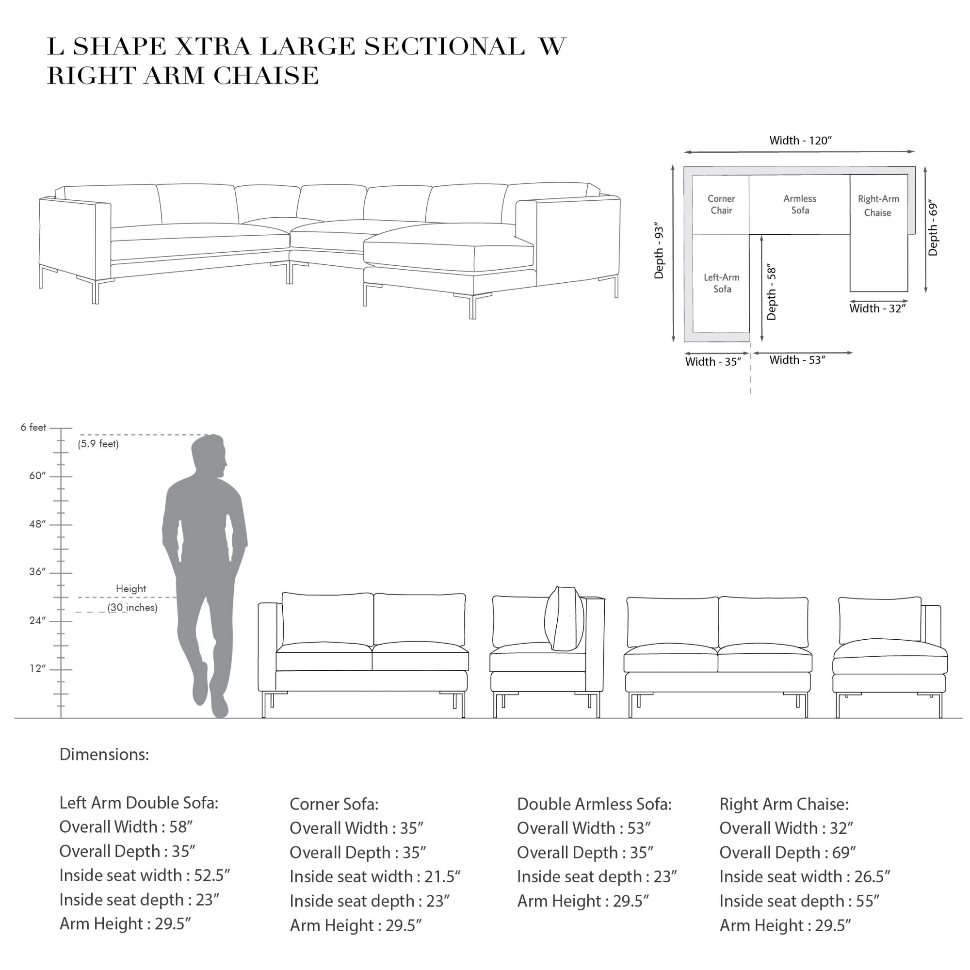 L.A L-shaped Xtra Large sectional with Chaise