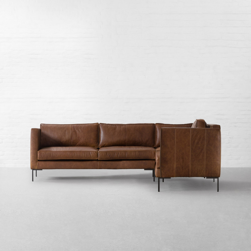 L.A. Leather L-Shaped Large Sectional Sofa