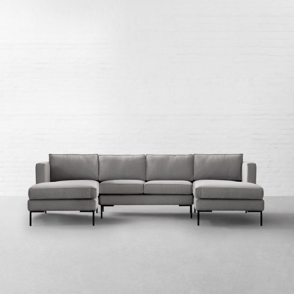 L.A. Fabric U-Shaped Large Sectional Sofa With Double Chaise