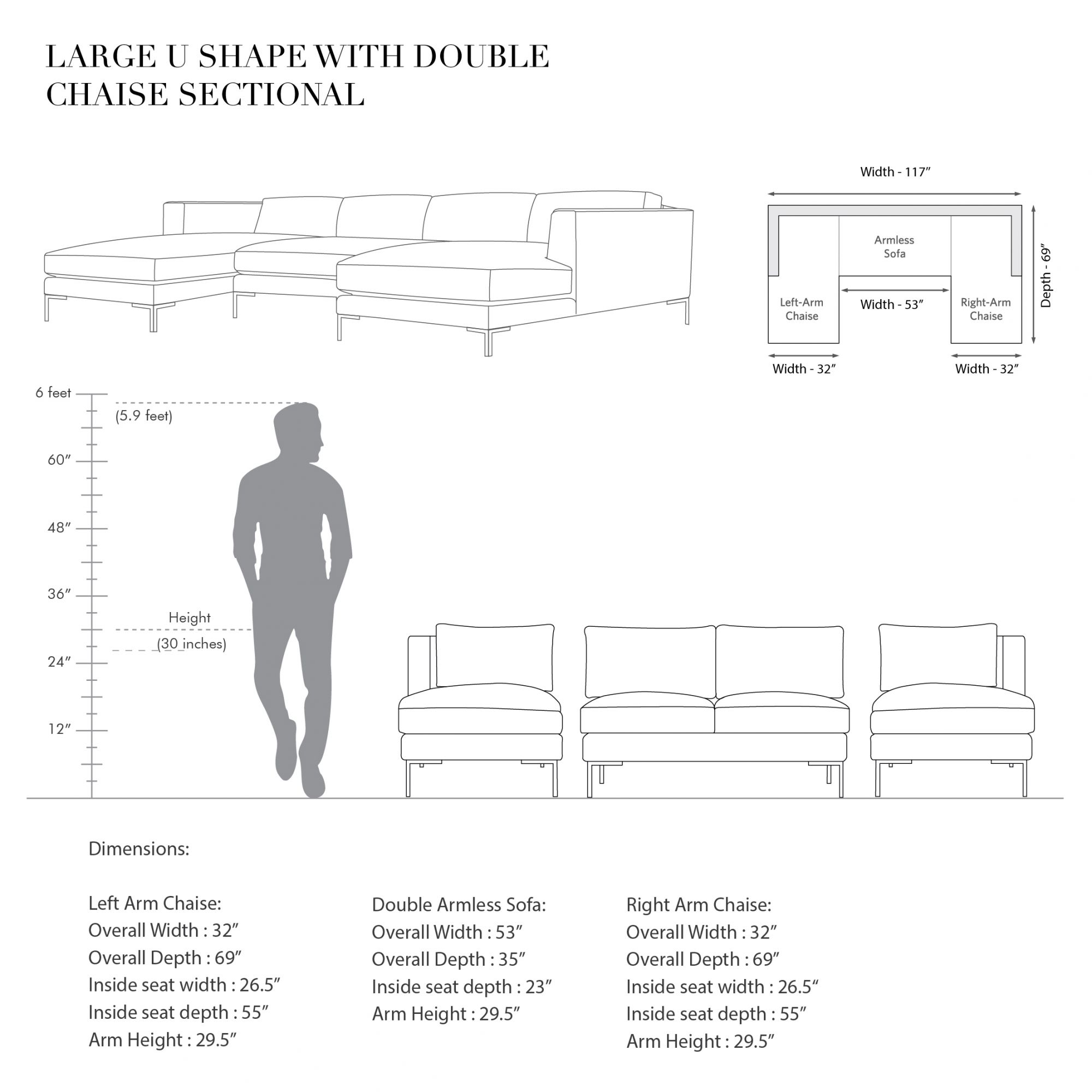 L.A Large U-shaped sectional with Double Chaise
