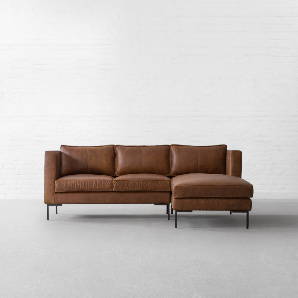 L.A. Leather Sectional Sofa With Chaise