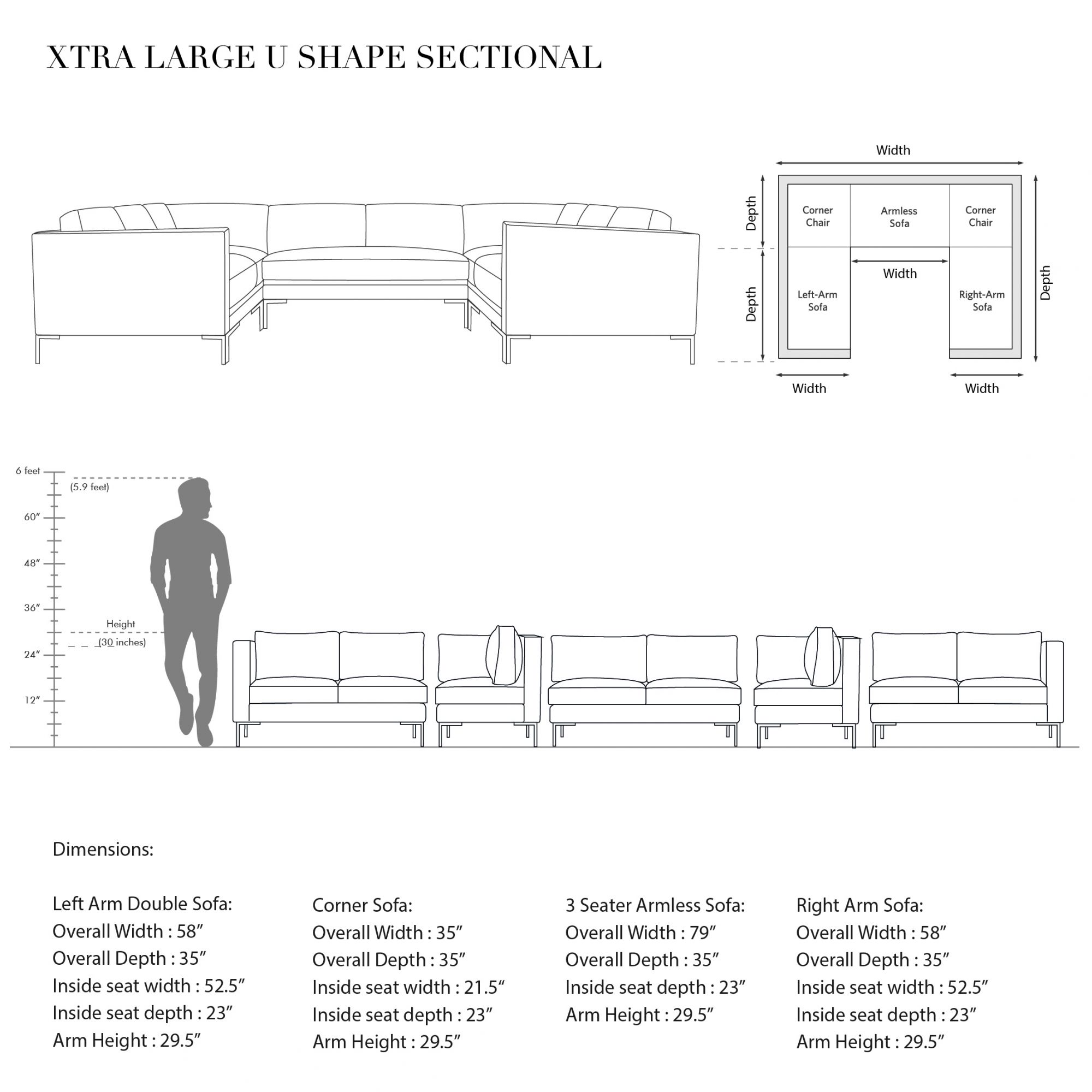L.A U-shaped Xtra Large sectional