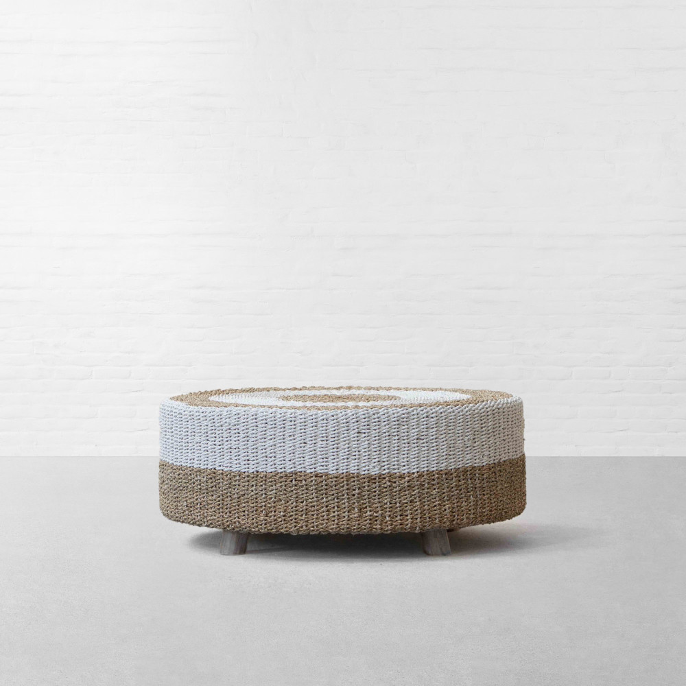 Langkawi Seagrass Round Coffee Table - Natural White