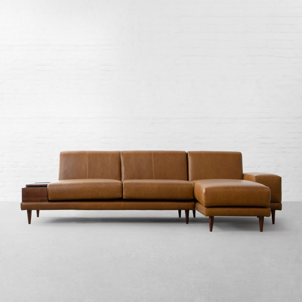 Munich Leather Large Sectional Sofa With Chaise