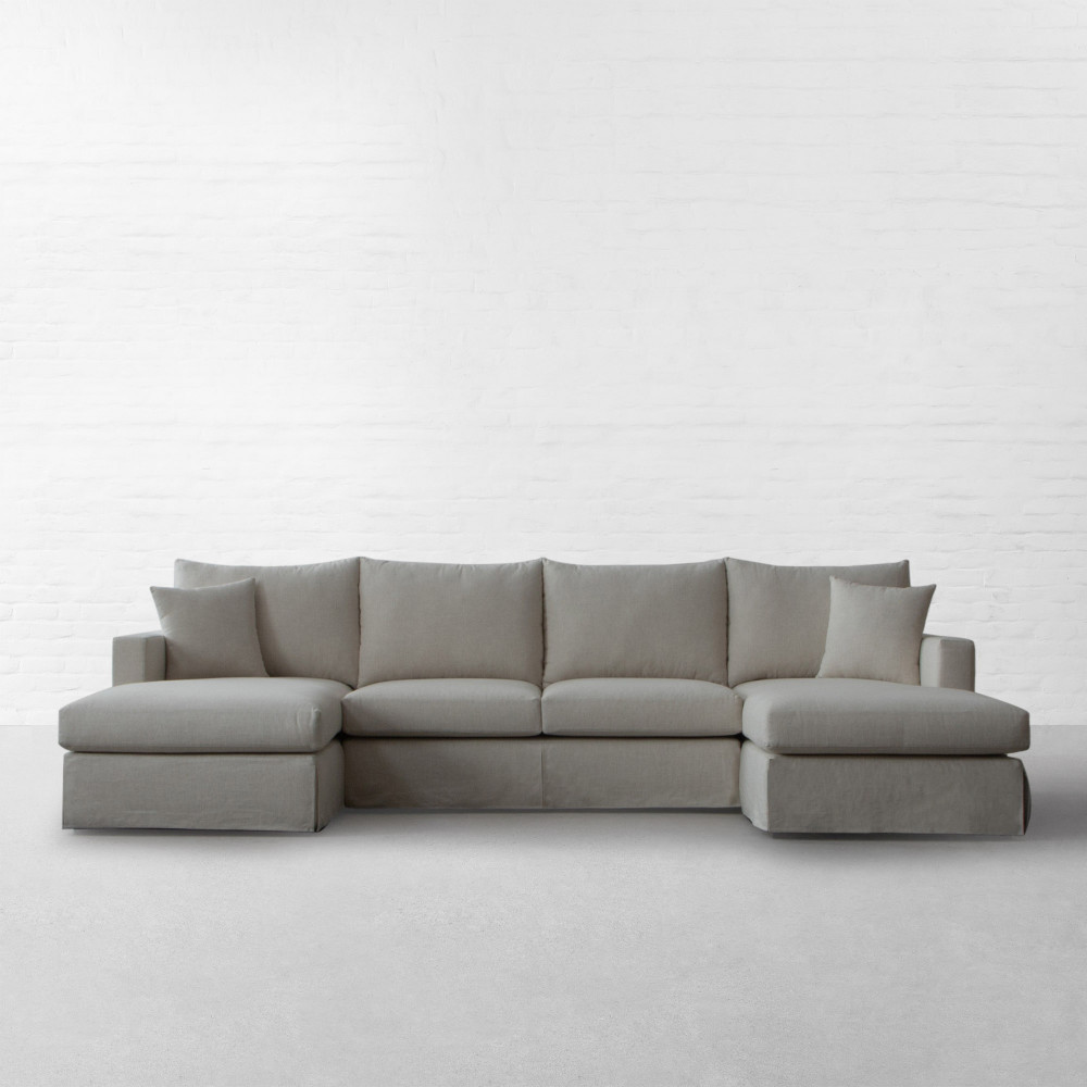 California Fabric U-Shaped Large Sectional With Double Chaise