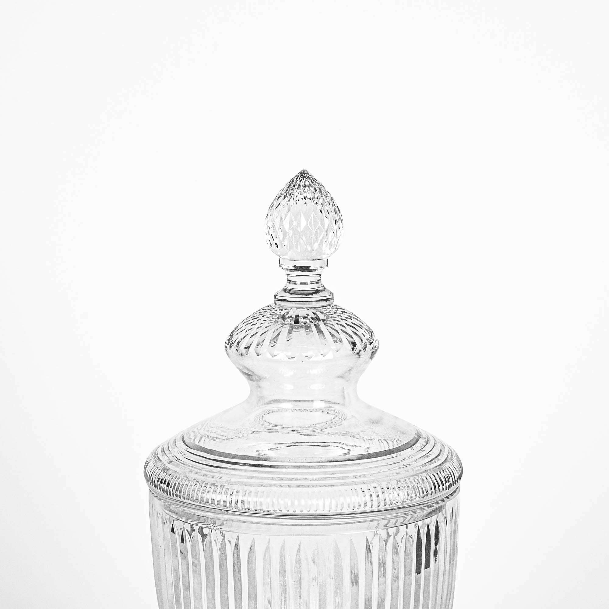 Athens Ribbed Glass Goblet – with Pedestal and Lid