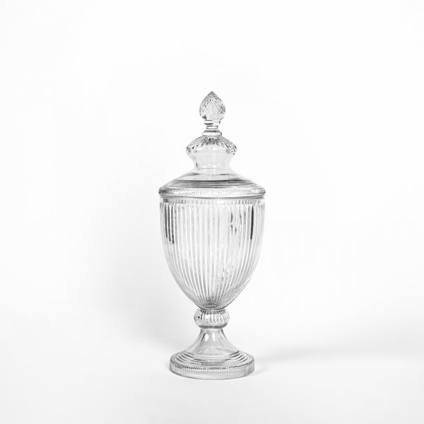 Athens Ribbed Glass Goblet – with Pedestal and Lid