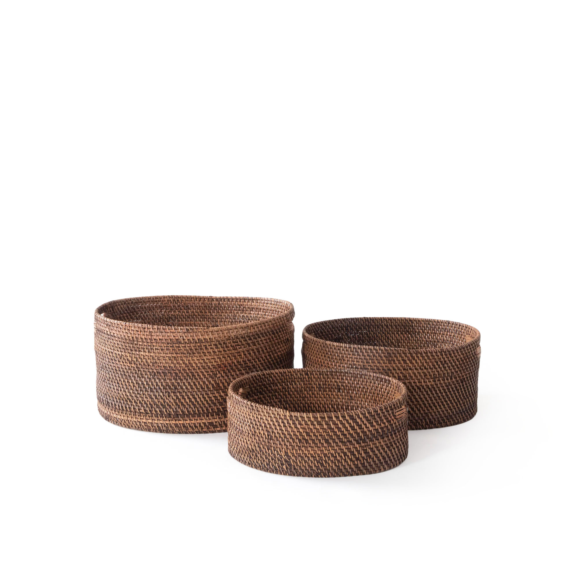 LUZON HANDWOVEN RATTAN OVAL BASKET-NATURAL BROWN