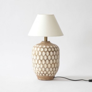 Malay Patterned Table Lamp - White Wash