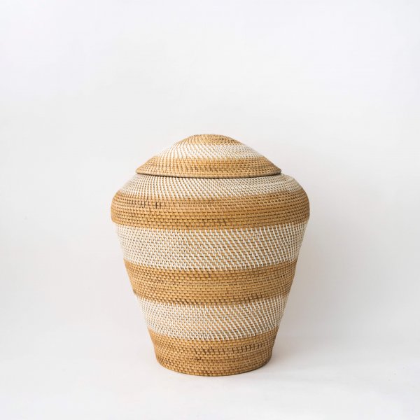 Malay Zebra Pot in White Ash &amp; Natural